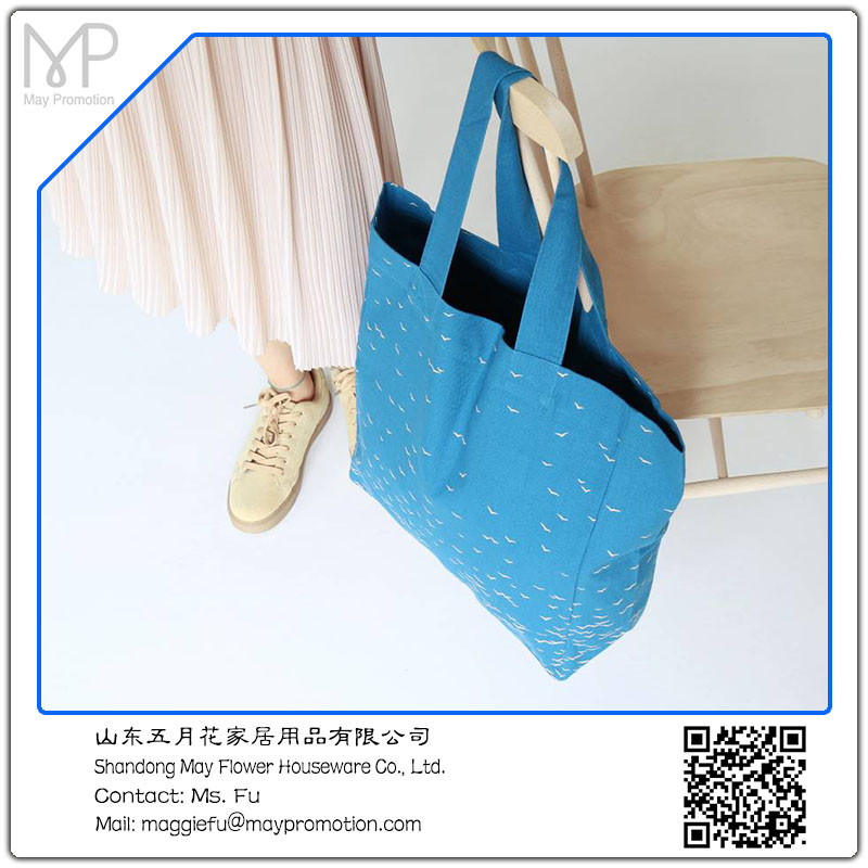blue cotton tote bag handle bag ECO bag