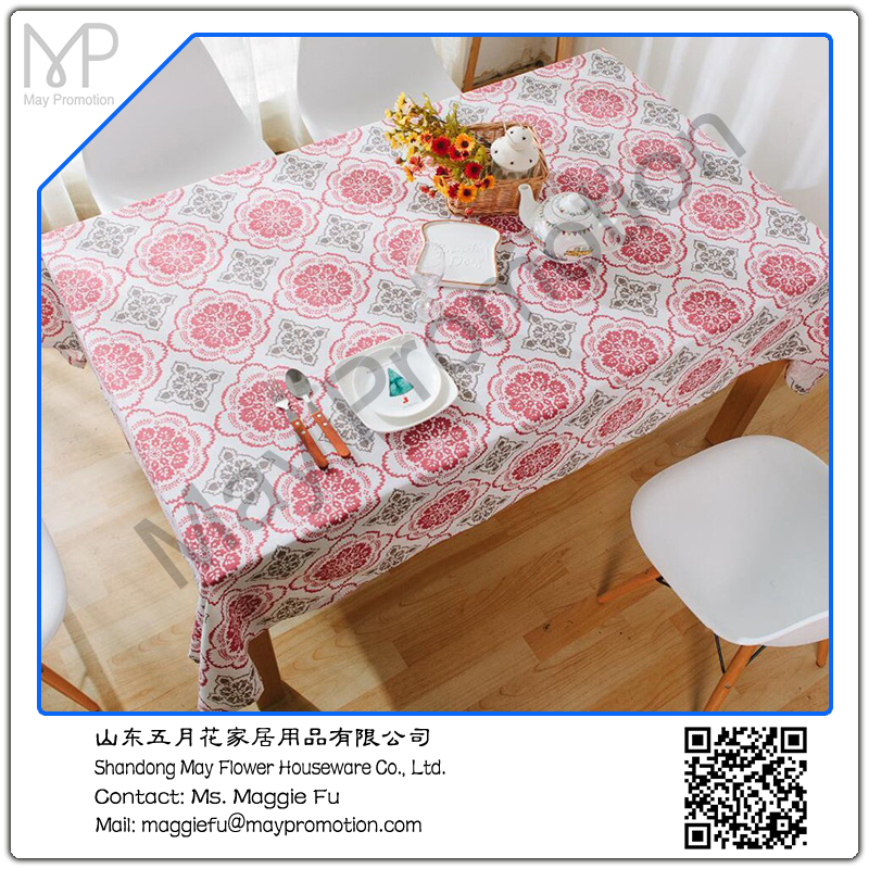 pink flowers printed polyeseter table cloth
