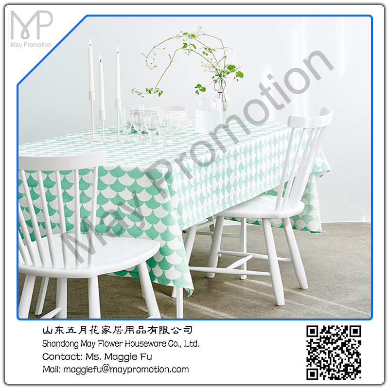 spring green geometry printed polyeseter table cloth