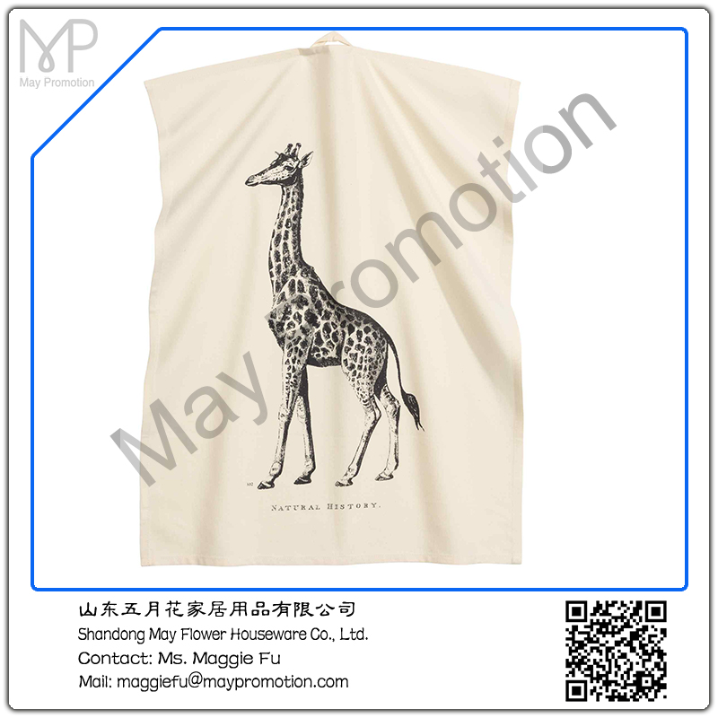 长颈鹿动物纯棉丝网印花茶巾抹布