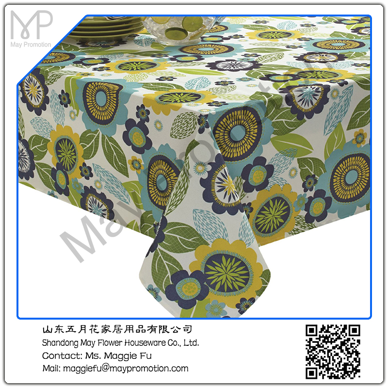 2017 stain resistant printed polyeseter leaves table cloth