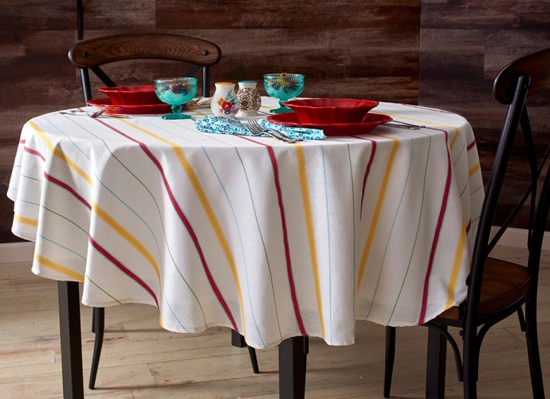 2018 Europe colorful stripes pattern printed polyester table cloth table linen