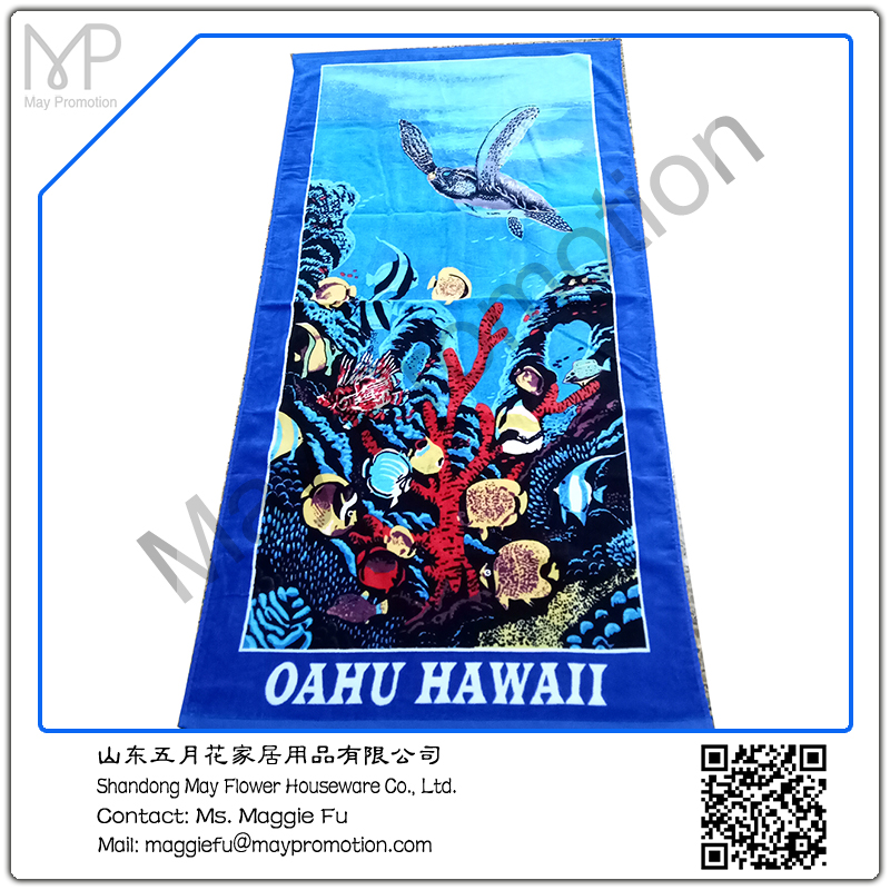 xinjiang cotton velour reactive printing turtle beach towel 
